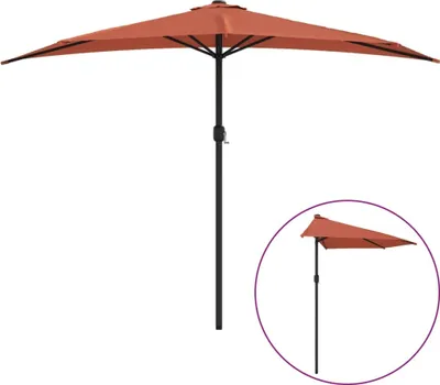 Zdjęcie produktu dla vidaXL Parasol balkonowy aluminiowy słupek terakota 300x155x223cm półokrągły