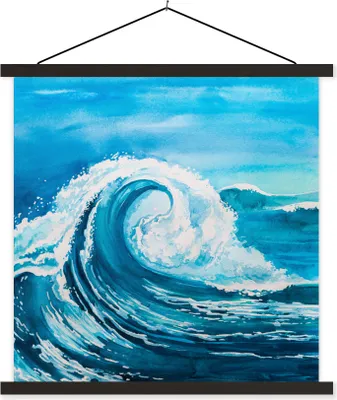 Produktbild von MuchoWow® Textilposter Golf - Meer - Aquarell 60x60 cm mit schwarzem Rahmen - Posteraufhänger