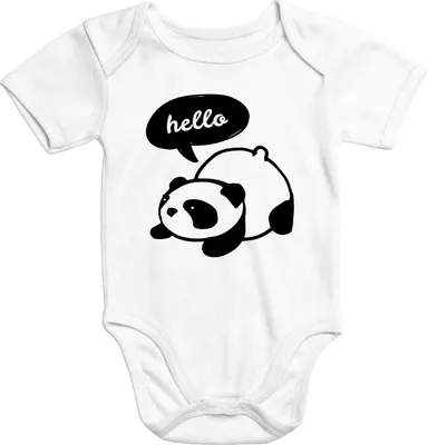 Produktbild von Baby-Body Hello Panda Baumwolle kurzarm mit Aufdruck Moonworks®  0-3 Monate