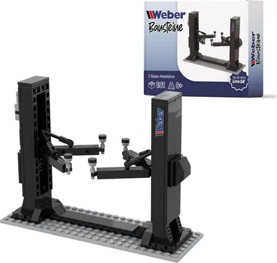 Produktbild von Weber Bausteine 2-Säulen-Hebebühne – 191 Teile Bausatz Realistisches Garage Werkstatt-Spielset Geschenk für Kinder & Autofans ab 6 Jahren