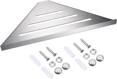 Produktbild von Unyqoos® Edelstahl-Eckduschregal – dreieckiges Wandregal 30,5 x 19,5 x 19,5 cm, Silber, rostbeständig, platzsparend für Bad & Küche, belastbar bis 10 kg