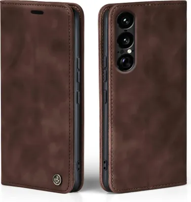 Produktbild von Handy Hülle für Sony Xperia 1 VII Klapphülle Bookcase Flip Cover Handy Tasche Etui Farbe: Dunkelbraun
