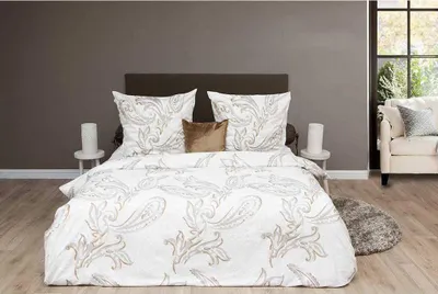 Produktbild von Heckett & Lane Satin Bettwäsche 135x200 cm + 80x80 cm Paisley Weiss
