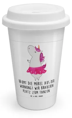 Produktbild von Mr. & Mrs. Panda ToGo Kaffeebecher Einhorn Ballerina - Weiß - Geschenk, Unicorn, Thermokaffeebecher, Party, Thermobecher To Go, Wohnung, Einhörner, Isolierbecher