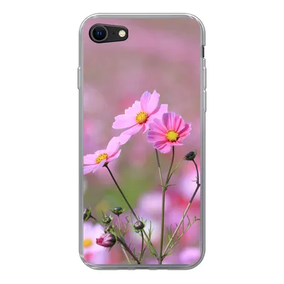Produktbild von MuchoWow® Handyhülle Schutzhülle Hülle für iPhone 8 Blumen - Draußen - Rosa Silikon Softcase Handy Hülle - Schutzhaube