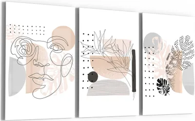 Produktbild von DEQORI Glasbilder 3-tlg 120x60 cm 'Minimalistische Designs' Wandbilder XXL groß