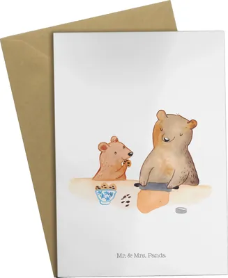 Produktbild von Mr. & Mrs. Panda Grußkarte Oma Backen - Weiß - Geschenk, Muttertag, osterkarte, Bären, Bäckerei, einladungskarten, hochzeitskarten, glückwunschkarten, Kochen