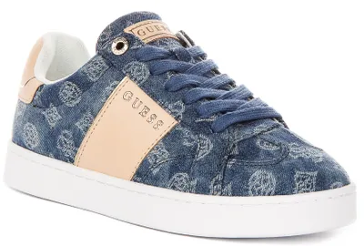 Produktbild von Guess Jrone 4G Logo Sneaker In Blue Denim For Women – 5 UK - 38 EU - 7.5 US / Blue
