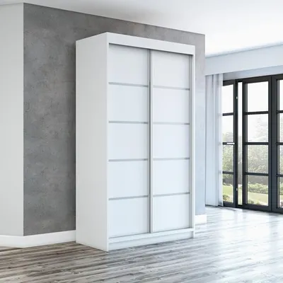 Produktbild von Schwebetürenschrank, 2-türig Schrank! Moderne Garderobe für Kleidung. Verschiedene Farben (Weiß, Schwarz, Somona) Kleiderschrank PARIS 120 cm