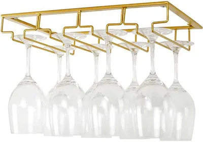Produktbild von Weinglashalter – Gold – 12 Gläser – 40 cm x 22,5 cm x 6 cm – Weinglas-Aufbewahrung – Elegantes Design