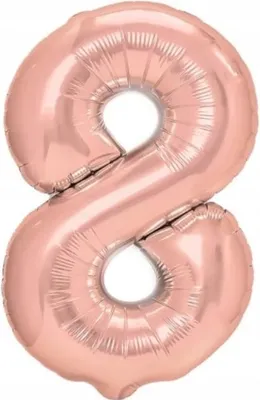 Zdjęcie produktu dla Balon Foliowy W Kształcie Cyfry Osiem 8Różowe Złoto Balon Ósemka 100Cm