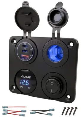 4-in-1 USB-C 12V Steckdose mit 150W Anzünder, LED-Voltmeter