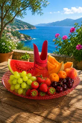 Image de Assiette à fruits - Couleur : Rouge grenat - Modèle Perica