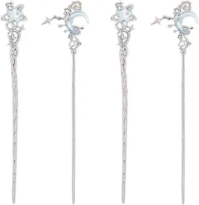 Obrázok produktu pre Sada sponiek do vlasov v čínskom vintage štýle, strieborné, 4 ks, 17 cm