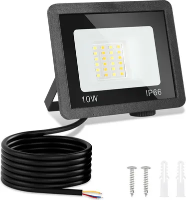 Zdjęcie produktu dla Reflektor LED Hengda, reflektor punktowy LED, reflektor budowlany LED 1×10 W, 3 barwy (3000/4000/6500 K), reflektor o stopniu ochrony IP66, wodoodporny