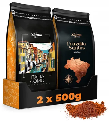 Productafbeelding van Gemalen koffie 2 x 500 g, ITALIA COMO/BRAZÍLIE SANTOS, vers gebrand, SkimaCoffee