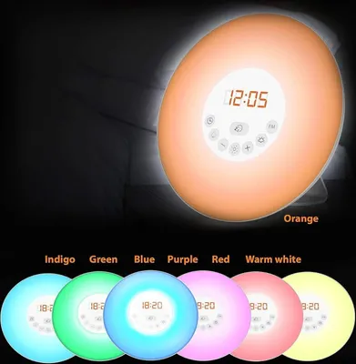Produktbild von DTC GmbH Lichtwecker, LED, Sonnenaufgangssimulation, 7 Farben, 10 Dimmstufen, Berührungssensor, ABS+PS, 17 cm x 9.3 cm, 290g, für Kinder & Erwachsene, Nachttischlampe für Schlafzimmer & Büro
