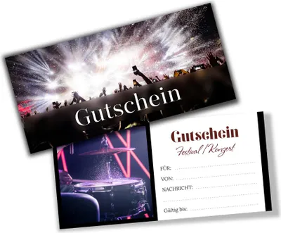 Produktbild von itenga Geschenkgutschein Fotodesign - Motiv KONZERT Postkarte zum Ausfüllen  21,0 x 9,8 cm