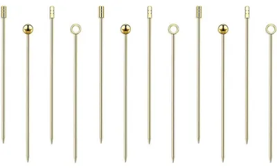 Image de Brochettes à cocktail en acier inoxydable, lot de 12, 4 motifs différents, 11 cm, couleur or