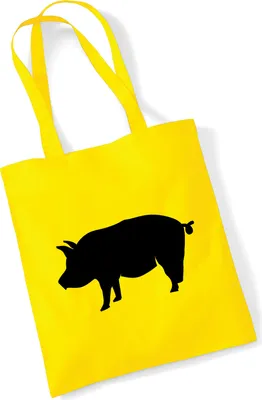 Produktbild von Huuraa Jutebeutel Schwein Silhouette 10 Liter Yellow Baumwolle Tasche Geschenkidee