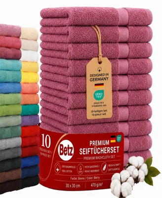 Produktbild von Betz Premium Seiftücher Set 10-teilig – 10× Seiftuch 30×30 cm, 100% Baumwolle 470 g/m², weich & saugstark, ® Farbe Beere, KI-generiertes Bild