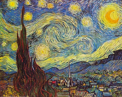 Obrázek produktu pro Vincent Van Gogh Art Print Obraz - Hvězdná noc, 1889 (40 x 50 cm)