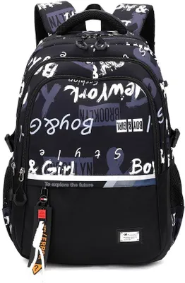 Produktbild von Schulrucksack für Teenager, Wasserdichter Casual Daypack, Ideal für Schule und Reisen, 40 Liter, Schwarz
