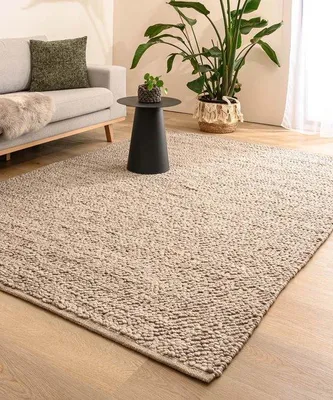 Obrázek produktu pro Uniqoos® Vlněný koberec Agder – ručně tkaný, béžový, 200×300 cm, směs vlny a polyesteru, 2400 g/m²
