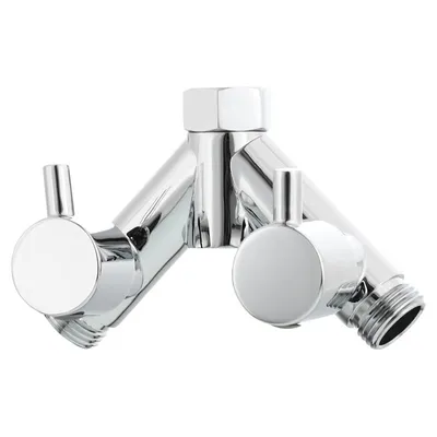 Produktbild von Messing Y-Verteiler mit unabhängigen Schaltern,Verchromt, G1/2 Zoll, für flexiblen Anschluss von Dusche und WC, max. 10 bar Druck