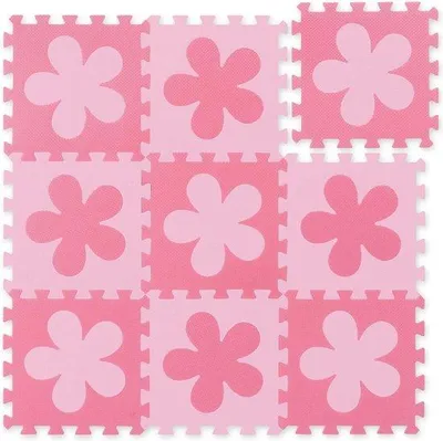 Produktbild von Famanu Spielmatte Blumenmotiv - 9-teilig - EVA-Schaumstoff - Rosa - Hellrosa - 915 x 915 cm