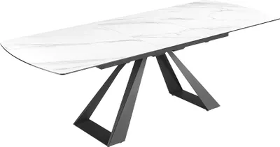 Produktbild von riess-ambiente Ausziehbarer Esstisch CONCORD 180-230cm weiß Keramik Marmor-Design schwarz Metall