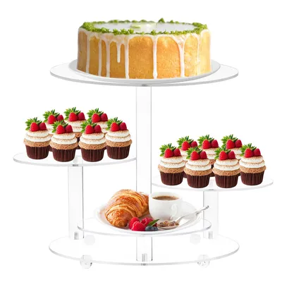 Produktbild von Kuchenständer, Tortenständer, 4-stöckige Acryl-Kuchenständer, Cupcake Display Baumständer für Hochzeit, Geburtstag, Party