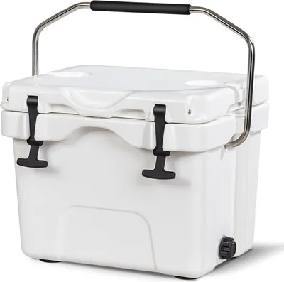 Produktbild von Kühlbox mit 15 L Fassungsvermögen Eistruhe mit Griff Ablassstopfen & 2 Getränkehaltern Weiß