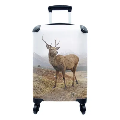 Produktbild von MuchoWow® Koffer Handgepäck Trolley Rollkoffer Kleine Reisekoffer mit 4 Rollen - Hirsche - Tiere - Berge - Cabin Size < 55x40x23 cm & 55x40x20 cm - Fotokoffer - Kabinenkoffer - Boardgepäck - Reise-Box - Reisekoffer - Reisegepäck - Koffer mit Bild - Trolley für Kinder