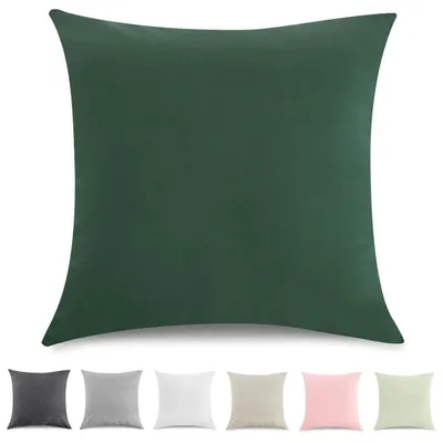 Produktbild von Kissenbezüge 80x80 cm 2er Set Dunkelgrün Gewaschene Baumwolle mit Reißverschluss