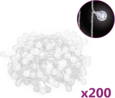 Obrázek produktu pro vidaXL Světelný řetěz koule 20 m 200 LED studená bílá 8 funkcí