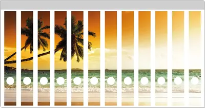 Produktbild von Wallario Ordnerrücken Sticker, selbstklebend für schmale Ordner, 12 Stück, Motiv Palmen am Sandstrand bei untergehender Sonne