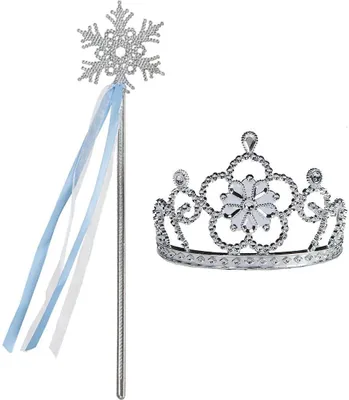 Produktbild von Eiskönigin Elsa Diadem und Zauberstab Eisprinzessin für Kinder