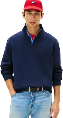 Obrázok produktu pre Tommy Jeans pánska mikina s zipsom, fleecová tkanina s falošným golierom, modrá (D)