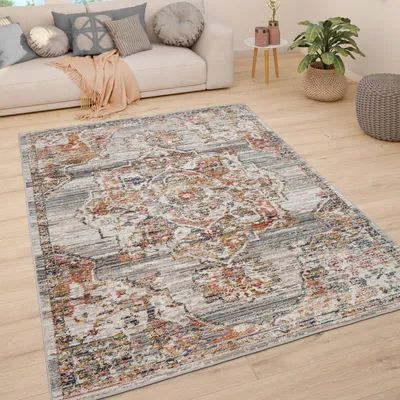 Immagine prodotto di Tappeto soggiorno a pelo corto vintage pastello moderno motivo orientale dimensioni 80x150 cm
