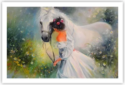 Produktbild von Poster - Poster ohne Rahmen - Frau Wiese Pferd - 91,5x61 cm - Wand Bild - Wanddeko - Wandbilder - Kunstposter - Wandposter - Bilder - Kunstdruck - Wanddekoration - Wandbild - P2XAA91x61-3470