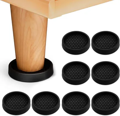 Produktbild von 8 rutschfeste Möbeluntersetzer aus Silikon, 50 mm, schwarz