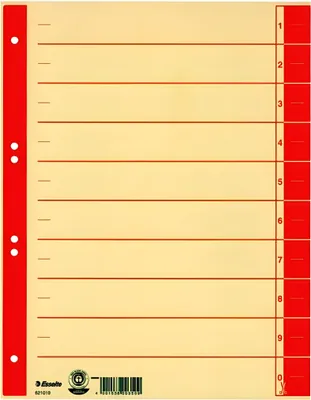 Produktbild von ESSELTE Trennblatt A4 rot Trennblatt A4 Tabe und Lochran