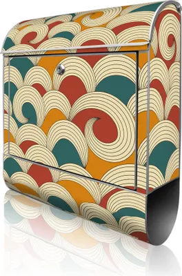 Zdjęcie produktu dla banjado design skrzynka na listy stalowa srebrna z przegrodą na gazety malowana proszkowo "Abstract Waves" 38x46x12,5cm & 2 klucze - Skrzynka pocztowa A4 z materiałem montażowym [BK 10427]