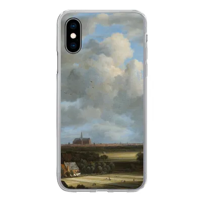 Produktbild von MuchoWow® Handyhülle Schutzhülle Hülle für iPhone X Ansicht von Haarlem mit Tribüne - Gemälde von Jacob van Ruisdael Silikon Softcase Handy Hülle - Handyhülle