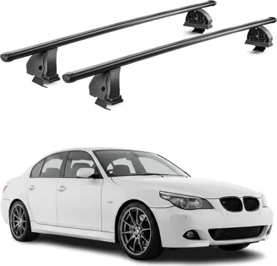 Image de Barres de toit transversales acier pour Bmw Serie 5 E60 2004-2010 Noir 2Pcs