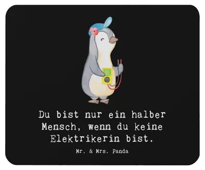 Produktbild von Mr. & Mrs. Panda Mousepad Elektrikerin Herz - Schwarz - Geschenk, Mauspad, pc, Mouse Pad, Ausbildung, laptop, mausunterlage, Lustig, Witzig, Spruch, Beruf