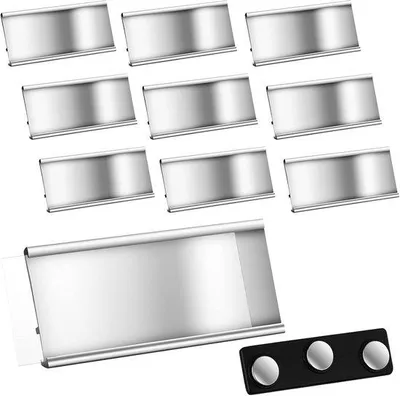 Obrázek produktu pro Magnetické štítky z hliníku, stříbrné, 10 x 72 x 32 mm