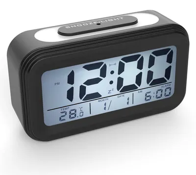 Produktbild von Coolzon Digitale Wecker Batterie, Digitaluhr Wecker Digital mit Großer LED digitalwecker Datum Temperatur Anzeige, Kinderwecker Snooze Reisewecker Nachtlicht, Schwarz