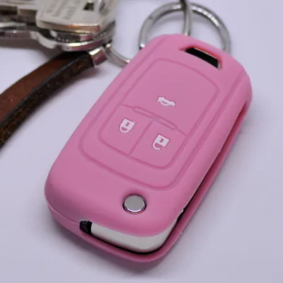 Produktbild von Auto Schlüssel Silikon Schutz Hülle Rosa kompatibel mit Opel Insignia Zafira Meriva ab 2008 Chevrolet Cruze Trax Matiz Aveo Spark 3 Tasten Klappschlüssel